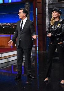 Miley Cyrus Appeared on "The Late Show with Stephen Colbert" in NYC • CelebMafia