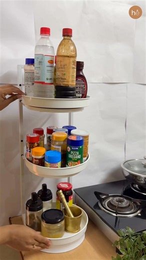 Multi-Layer 360° Rotatable Adjustable Rotatable Corner Spice Rack ✅ Designed with durable carbon steel and double-layer storage ✅ This organizer is built to support heavy jars and bottles without bending ✅ It keeps condiments, bottles, and utensils easily accessible and neatly arranged Order Here 👉 https://homeessentials.in/products/multi-layer-360-rotatable-adjustable-rotatable-corner-spice-rack | Shop Home Essentials