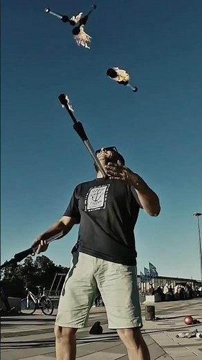 Insane Fire Juggling 🔥 Street Performer with Flaming Sticks