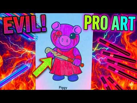 CRAZY COLORING! Drawing the Evil PIGGY from Roblox! 🐷🔥