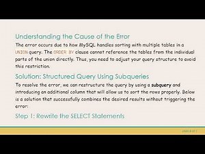How to Solve Error Code: 1250 in MySQL When Unioning Queries