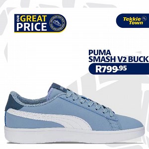 11K views · 193 reactions | A new and improved iteration of the iconic PUMA Smash, this version features the classic lateral PUMA Formstrip, a luxurious leather upper, and a sleek, comfortable silhouette that's perfect for everyday wear. Get the #Puma Smash V2 Buck for R799.95, now at selected #TekkieTown stores,OR shop online here: https://bit.ly/3wYPyPQ | Tekkie Town | Facebook