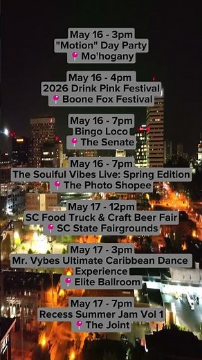 Columbia SC May 2026 Events Checklist ✅