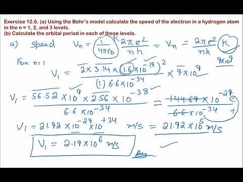 Exercise 12.6 Physics 12. Using the Bohr’s model calculate the speed of the electron in a hydrogen
