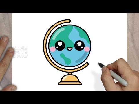 How to Draw a Cute Globe – Easy Kawaii Earth Drawing for Kids!