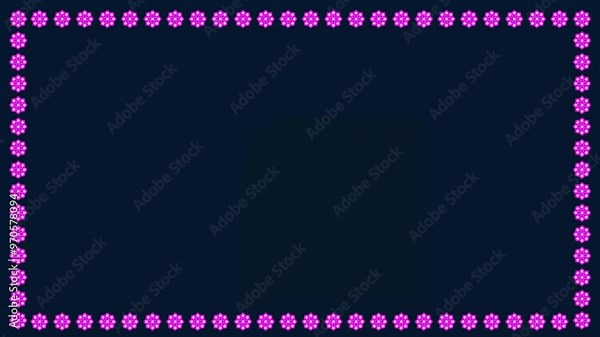 abstract flowers looping and rotating around the border background, 4K template for video clip