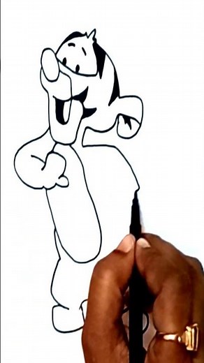 How to Draw Tigger from Winnie the Pooh #shorts #ytshorts #drawing #youtubeshorts @EasyArtbyPG