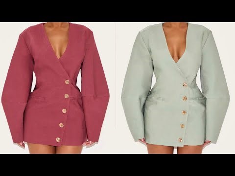 How to draft this stylish blazer dress with cocoon(lantern) sleeves pattern | Easy Tutorial |