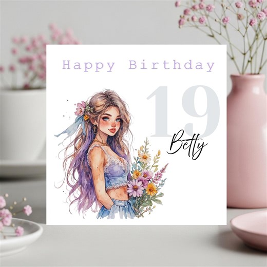 19th Birthday Card, Birthday Card for Her, Birthday Card for Girl, Birthday Card for Daughter, Birthday Gift for Granddaughter, Card for Sis - Etsy