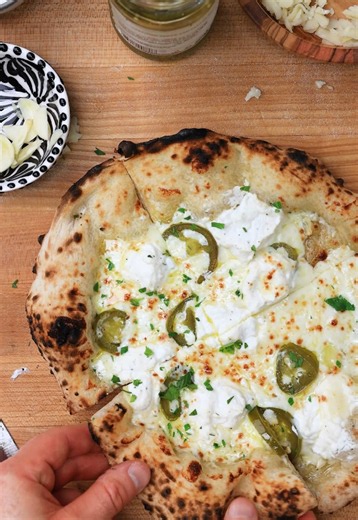 White Jalapeño Pizza recipe — thin-crust Neapolitan (makes 4)