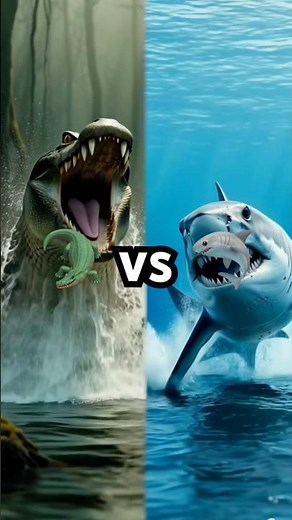 Saltwater Crocodile vs Great White Shark 🐊🦈