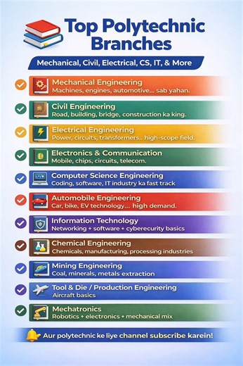 Top Polytechnic Technical Branches. #youtubeshorts #careerguidance #polytechnic #after10thcourses
