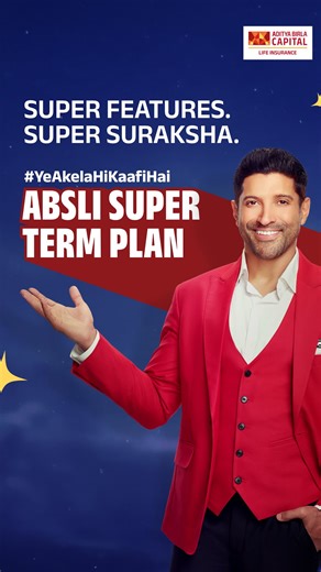ABC-Aditya Birla Sun Life Insurance on Instagram: "Romance, drama, music! The best films have it all. The best plans do too. 😉 Presenting the ABSLI Super Term Plan – your all-in-one blockbuster, featuring: 🎬 Premium Return Option 🛡️ Critical Illness Cover 🩺 Health Management Services …and many more Super Features! #YeAkelaHiKaafiHai #AdityaBirlaSunLifeInsurance #ABSLI #TermInsurance #TermPlans #LifeInsurance #SuperTermPlan #FarhanAkhtar #Ad"