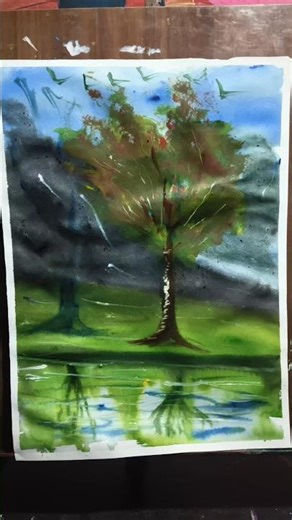 Nature’s Reflection 🌳✨ | Speed Painting #shorts #art #acrylicscenery #artandcraft #painting