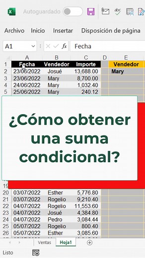 ¿Cómo sumar cantidades siempre y cuando se cumpla con una condición? #Sumar #Tutorial #aprendeentiktok #aprendeexcel #Microsoft #MicrosoftExcel #fyp