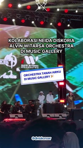 Momen Neida Aleida, Diskoria, dan Alvin Witarsa Orchestra kolaborasi satu panggung di Music Gallery . Membawakan Tanah Airku ciptaan Ibu Sud. Tepatnya pada hari Sabtu 25 April 2026 di Stadion Madya Gelora Bung Karno Jakarta . Megah sekali dibawakan dengan versi orchestra. Siapa nih yang kemarin ikut menyaksikan langsung di venue 🎉 . #konserjakarta #infokonser #infojakarta #jakartahits #tanahairku