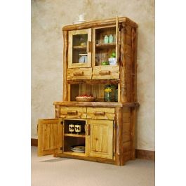 Yellowstone Rustic Aspen Log Buffet & Hutch