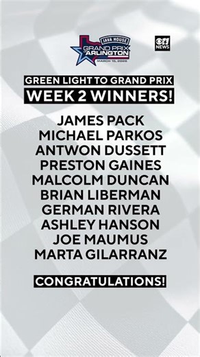 Winner of free tickets to the Java House Grand Prix of Arlington