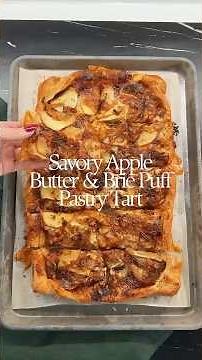 This caramelized onion, apple butter, and brie puff pastry tart with pancetta is the fall appetizer