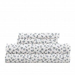 Delicate Blossoms Bed Sheets Set - Breathable and Ultra-Soft Ditsy Floral Blue Fog for California King Size Bedding by Comfort Canopy