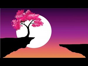 Computer Drawing | Moonlight drawing || night scenery || how to draw in computer || ms paint