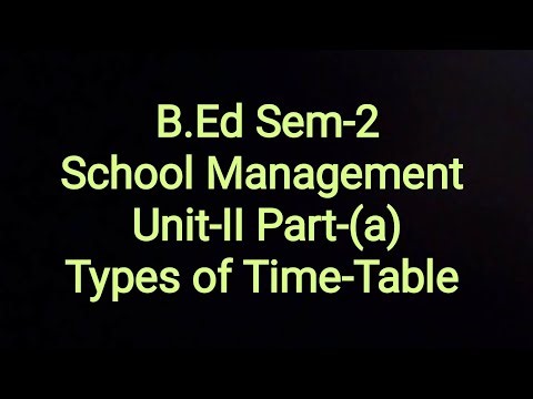School Management/ Types of Time Table