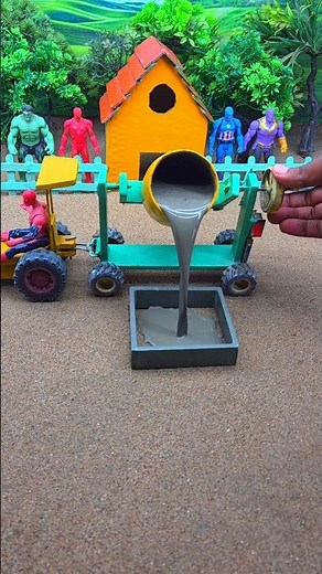 😱 Real Working Mini Tractor Making Cement Pillar | Amazing DIY Construction Machine 🚜 #shorts