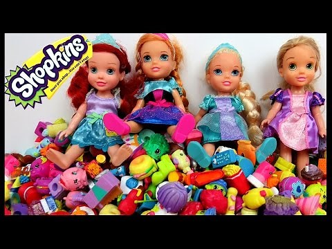 Cool Shopkins GAME! Elsa, Anna, Rapunzel & Ariel toddlers PLAY