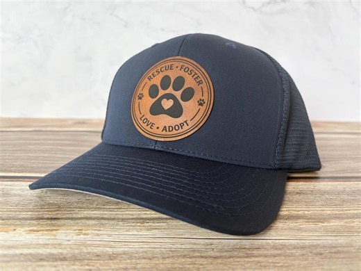 Rescue Dog Baseball Cap, Pet Parent Gift, Rescue Foster Love Adopt Mesh Hat, Dog Mom Leather Patch Flat Bill Hat, Cat Paw Trucker Cap - Etsy