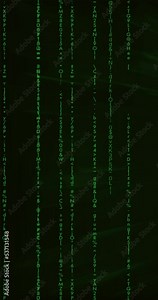 Animation code symbols and html letters fall vertically simulating the computer screen in the eighties