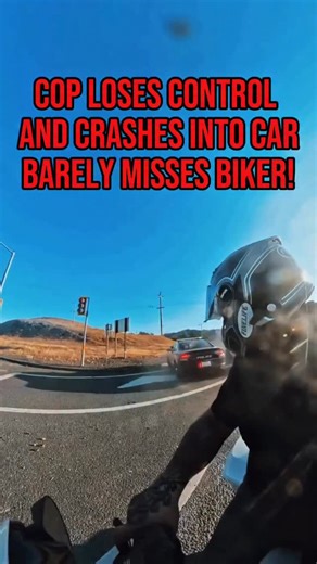 5.1K views · 13 reactions | Cop Loses Control And Crashes Into Car Barely Misses Biker! | @adventures #biker #cop #crash | r6.goon | Facebook