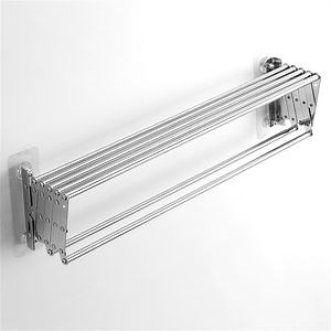 [Hot Item] Wall Mounted Folding Bathroom Shelf Drying Telescopic Towel Rack Stainless Steel Multifunctional