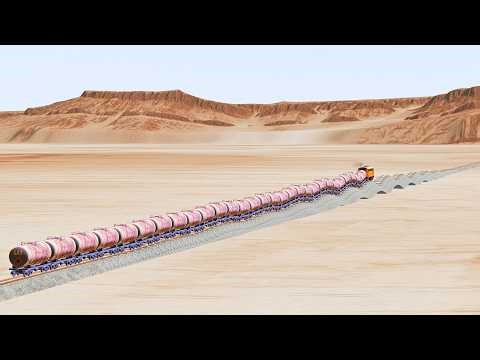 Up and Down Rail Tracks vs Trains - Beamng Drive