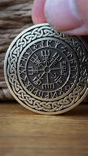 3.3K views · 32 reactions | The Viking Compass Coin Guided by the Vegvísir — the ancient Norse symbol of direction and protection. Forged in solid brass and engraved with runes that remind you: even through storms, you’ll find your way. #EDCcommunity #VikingCoin | Tamas Molnar | Facebook