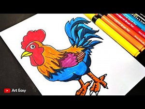 How To Draw A Rooster With Brush Pen || Full Tutorial
