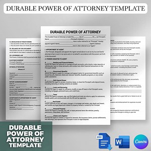 Durable Power of Attorney Template, Durable Power of Attorney Form, Editable POA Template, POA Form, POA Agreement, Word,docs,canva Editable - Etsy Australia
