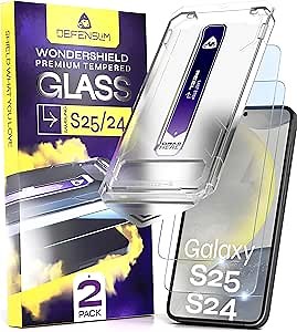 Defenslim for Samsung GALAXY S25 / S24 Screen Protector (2Pack), Easy Auto-Dust & Align Install Kit, 6.2" Tempered Glass, 9H Hardness, Ultra HD Clear, Case Friendly, WonderShield