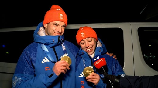 Team GB's Matt Weston and Tabby Stoecker speak after winning gold at Winter Olympics 2026