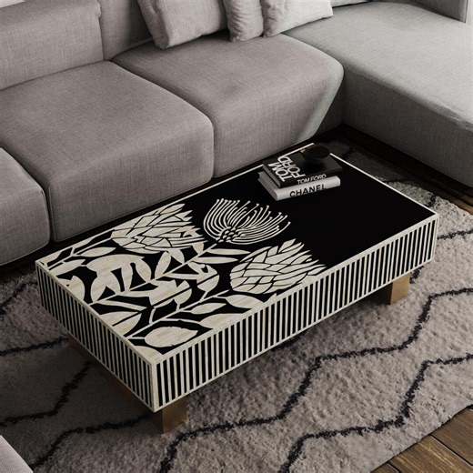Bone Inlay Coffee Table – Handmade Modern Rectangular Luxury Furniture - Etsy