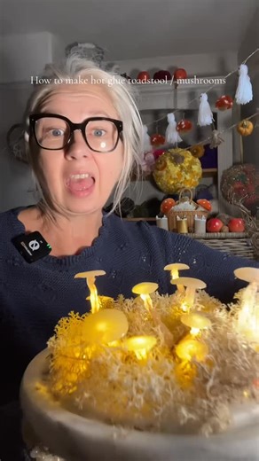 Julieanne Martin | How to make the hot glue toadstools / mushrooms. #craftideas #autumncraftideas #fallcraftideas #autumndecor #falldecor #hotgluetoadstools... | Instagram