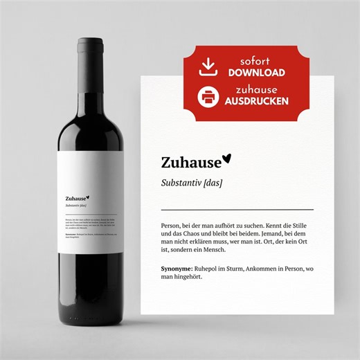 Print at Home Wine Label "home" | Gift for a Loved One | Print Your Own Wine Label | Download - Etsy