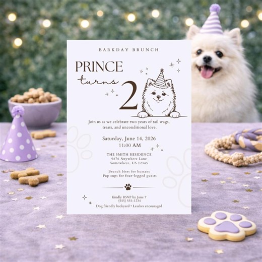 Pomeranian Dog Birthday Invitation, Editable Canva Puppy Party Invite (digital Download) - Etsy