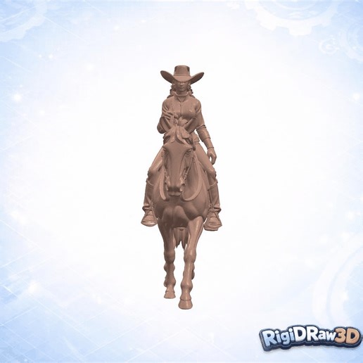 Cowgirl Riding Horse Profile Sculpture – RDW3D-O3KW9