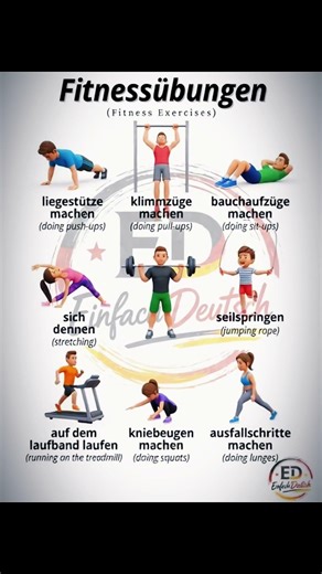 Fitness Exercises | practice your German daily 🇩🇪 #einfachdeutsch #deutschlernen #einfachDeutsch