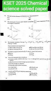 KSET 2025 Chemical science solved paper#kset2025 #chemicalscience