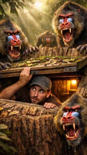 Mandrills Found His Secret Bunker… But He Was Already Inside 😱🐒 #shorts #viral #trending #mandrill