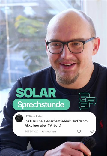 Antwort auf @r1150rockster „Auto entlädt ins Haus… und dann ist der Akku leer, aber der TV läuft?“ 👀 Lesen wir gerade öfter in den Kommentaren. Kurz gesagt: ❌ So einfach ist es nicht. Wenn dein E-Auto tagsüber mit PV-Überschuss geladen wurde, kannst du abends Strom ins Haus geben — ohne dass morgens alles leer ist. 👉 Die Technik kann das. 👉 Die Planung entscheidet. Was denkt ihr: Gamechanger oder überschätzt? 👇