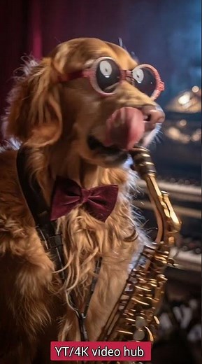 Dog perform a beautiful music Jazz Paws: The Saxophone Star