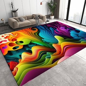 Colorful Abstract Waves Area Rug, Modern Living Room Rug, Vibrant Art Carpet, Washable Rug, Non Slip Rug - Etsy