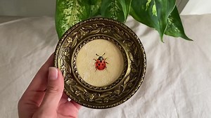 Ladybug Painting Small Framed Art. Tiny Vintage Oil Painting in Handcrafted Frame. Antique Style Painting Shelf Decor. Insect Oil Painting. - Etsy